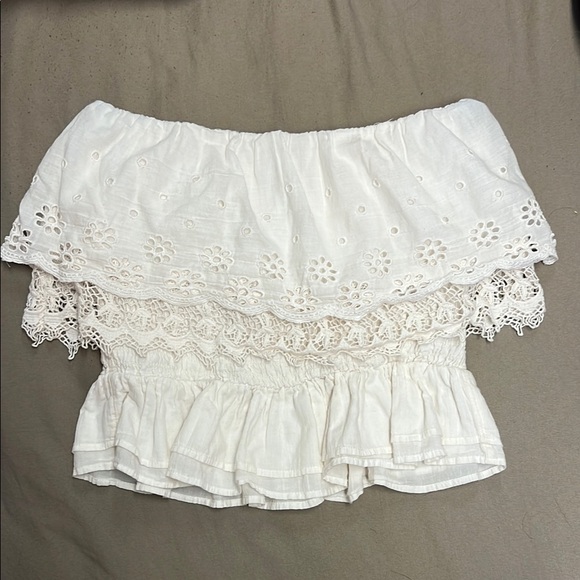 American Eagle Outfitters Tops - American Eagle Outfitters White Ruffled Off-Shoulder Blouse